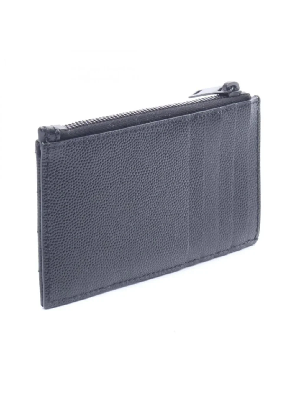 ★SOLD★ Saint Laurent Paris Coin Case Monogram Fragment Zip Card Black Leather - Picture 2 of 6